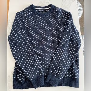 Vintage Lands Wool sweater size L navy and white